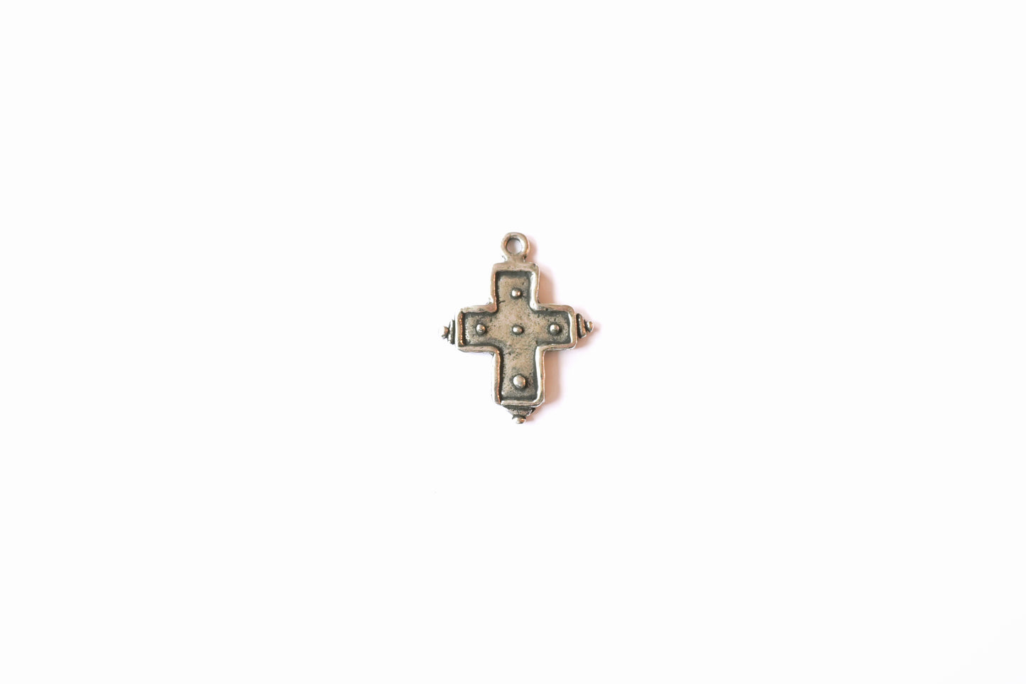 Small Textured Cross Charm - Available in Natural Britannium Finish or Gold