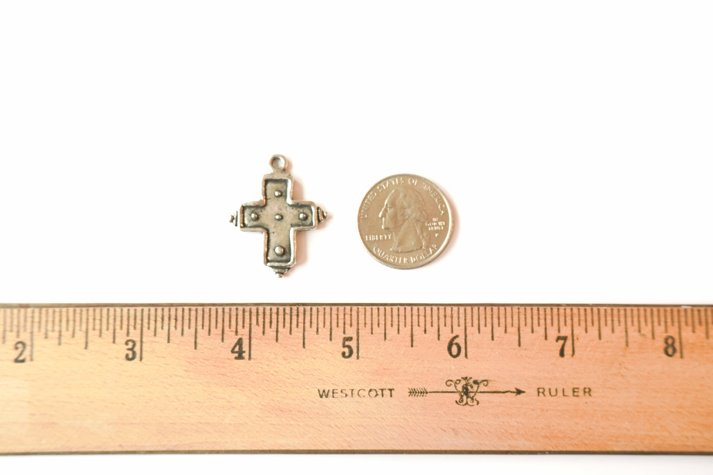 Small Textured Cross Charm - Available in Natural Britannium Finish or Gold