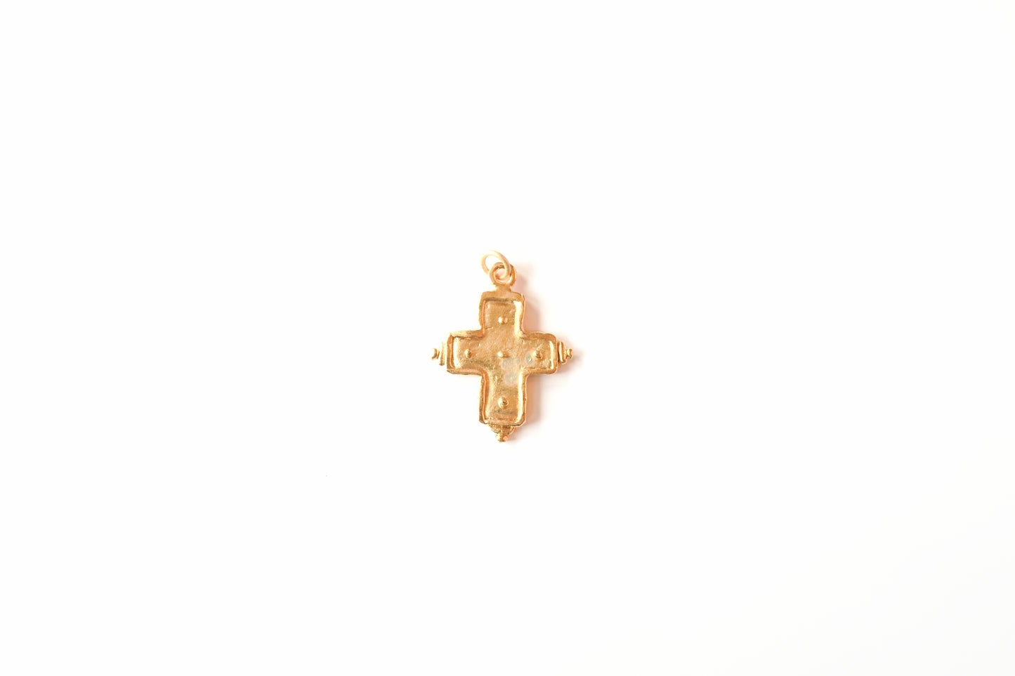 Small Textured Cross Charm - Available in Natural Britannium Finish or Gold