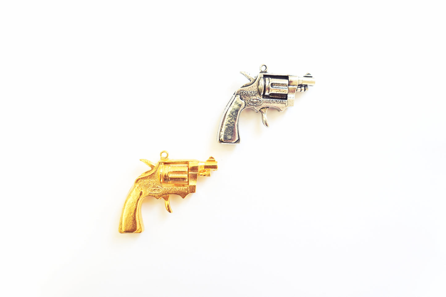 Revolver Gun Pendant – Silver or Gold Finish | Britannium Western Charm for Jewelry Making