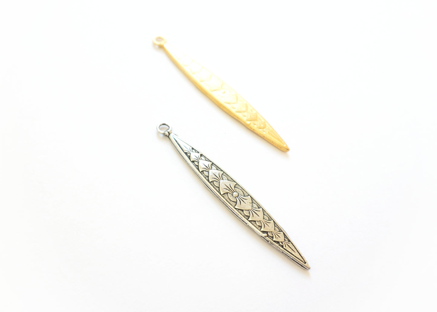 Art Deco Style Spike Pendant – Long Britannium Pendant in Gold or Silver