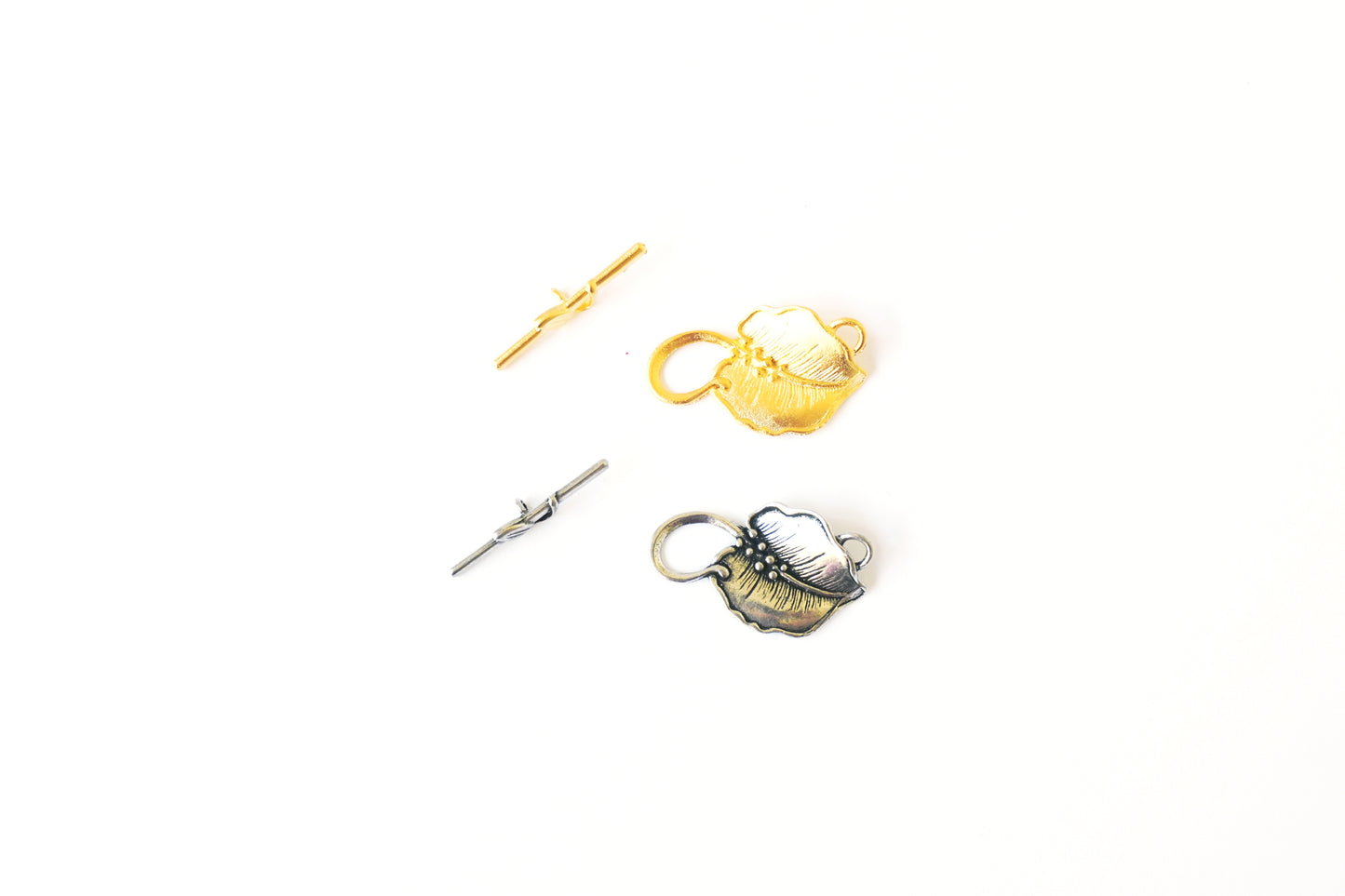 Leaf Toggle Clasp | Botanical Jewelry Closure | Nature Inspired Bar & Ring Clasp | Necklace & Bracelet Findings | Jewelry Supply
