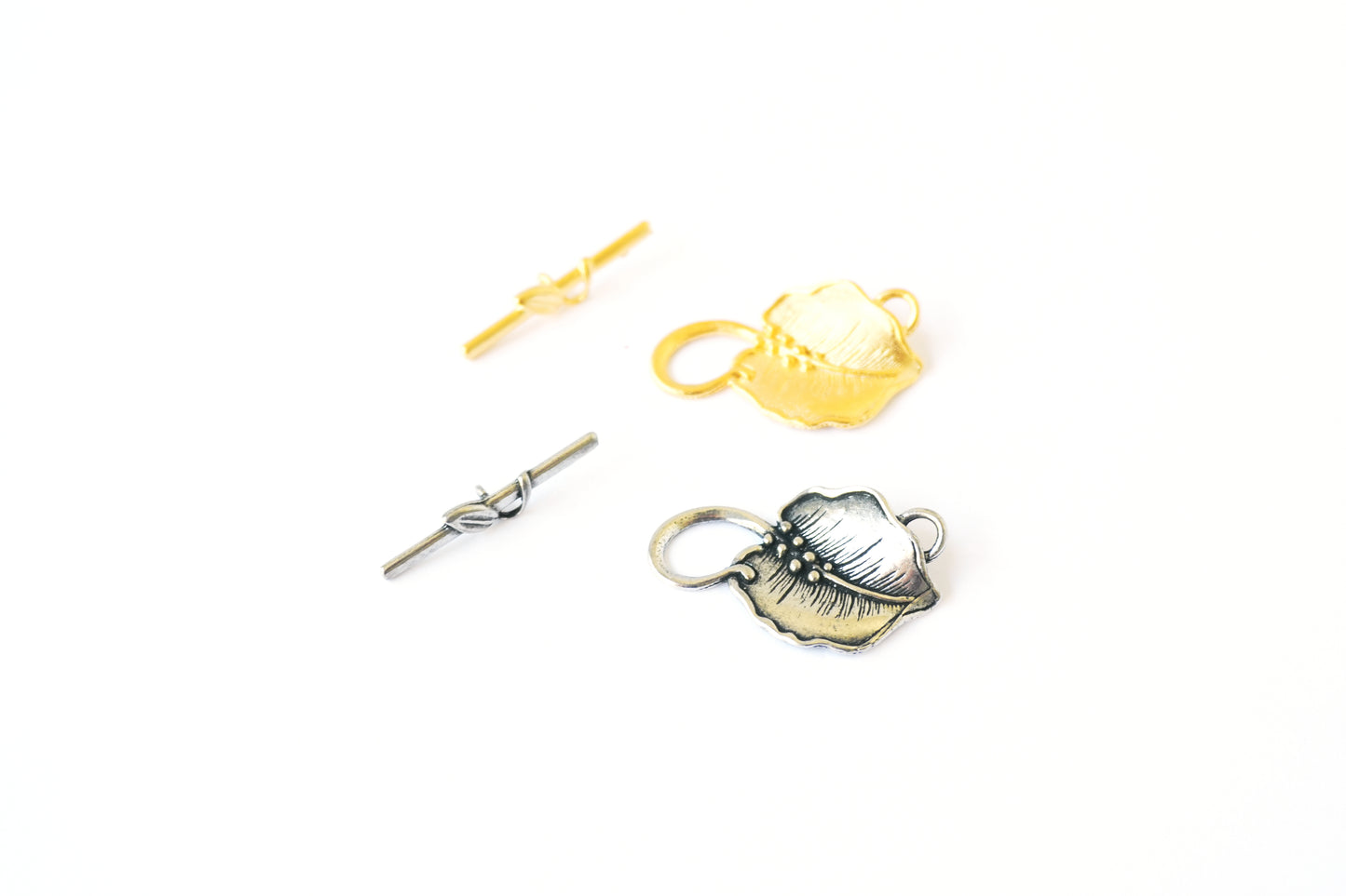 Leaf Toggle Clasp | Botanical Jewelry Closure | Nature Inspired Bar & Ring Clasp | Necklace & Bracelet Findings | Jewelry Supply