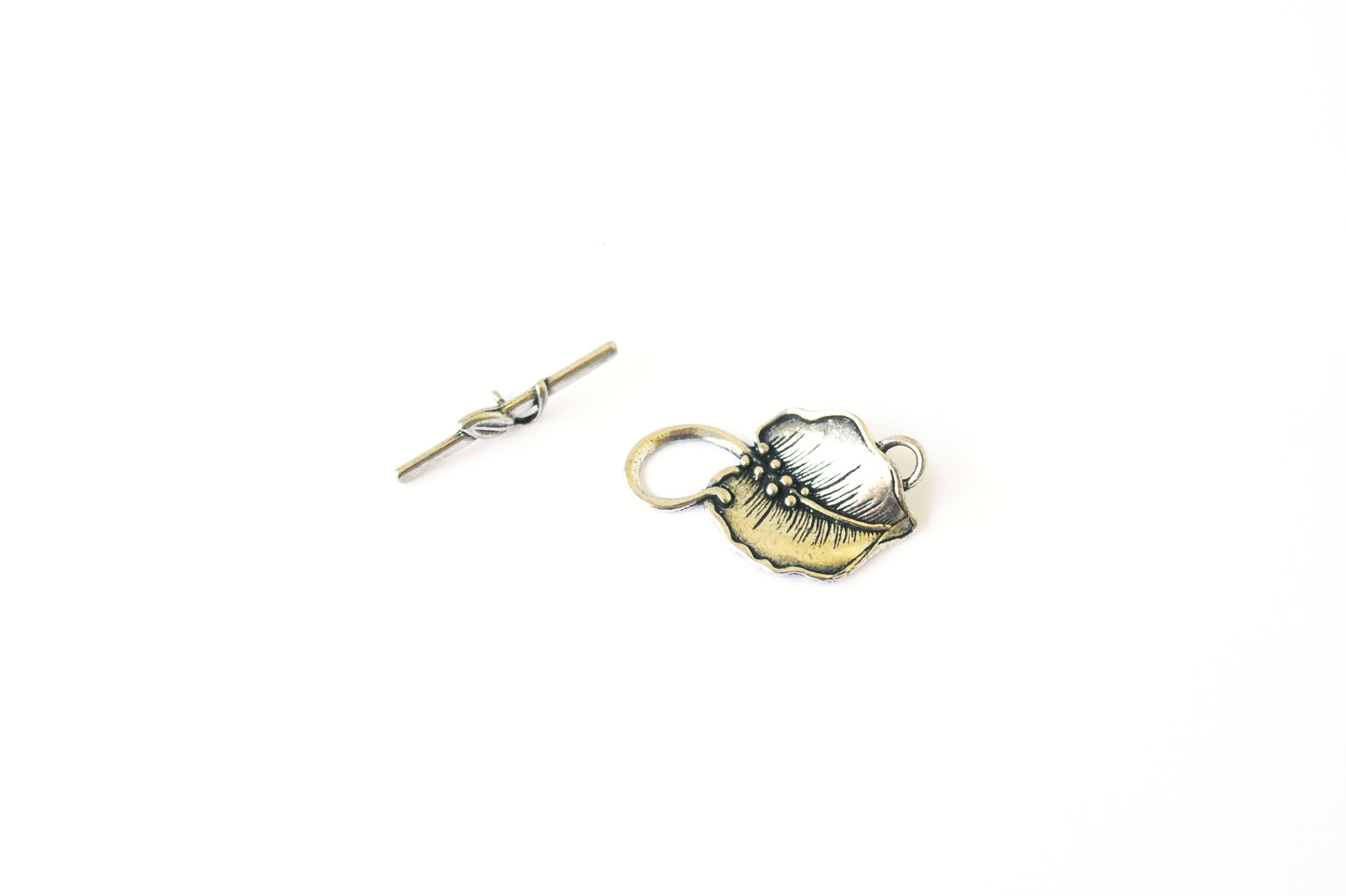 Leaf Toggle Clasp | Botanical Jewelry Closure | Nature Inspired Bar & Ring Clasp | Necklace & Bracelet Findings | Jewelry Supply