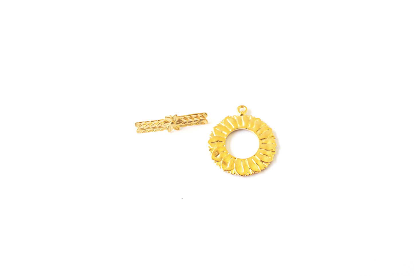 Sunflower Toggle Clasp | Floral Jewelry Closure | Nature Inspired Bar & Ring Clasp | Necklace & Bracelet Findings | Jewelry Supply
