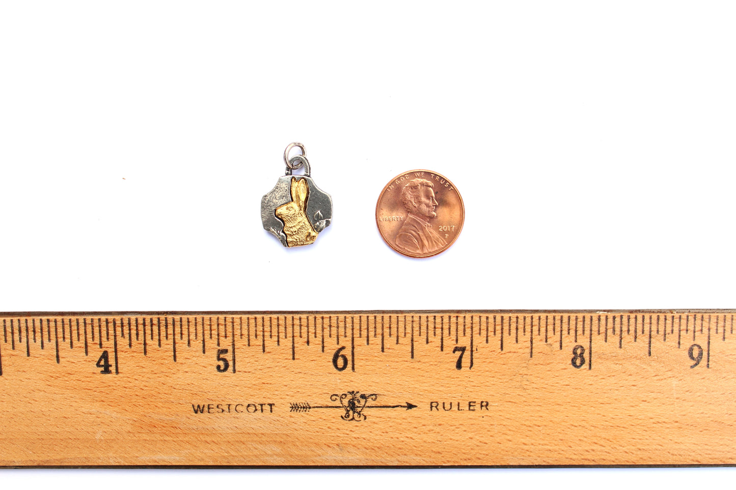 Rabbit Profile Charm in Mixed Metal Britannium