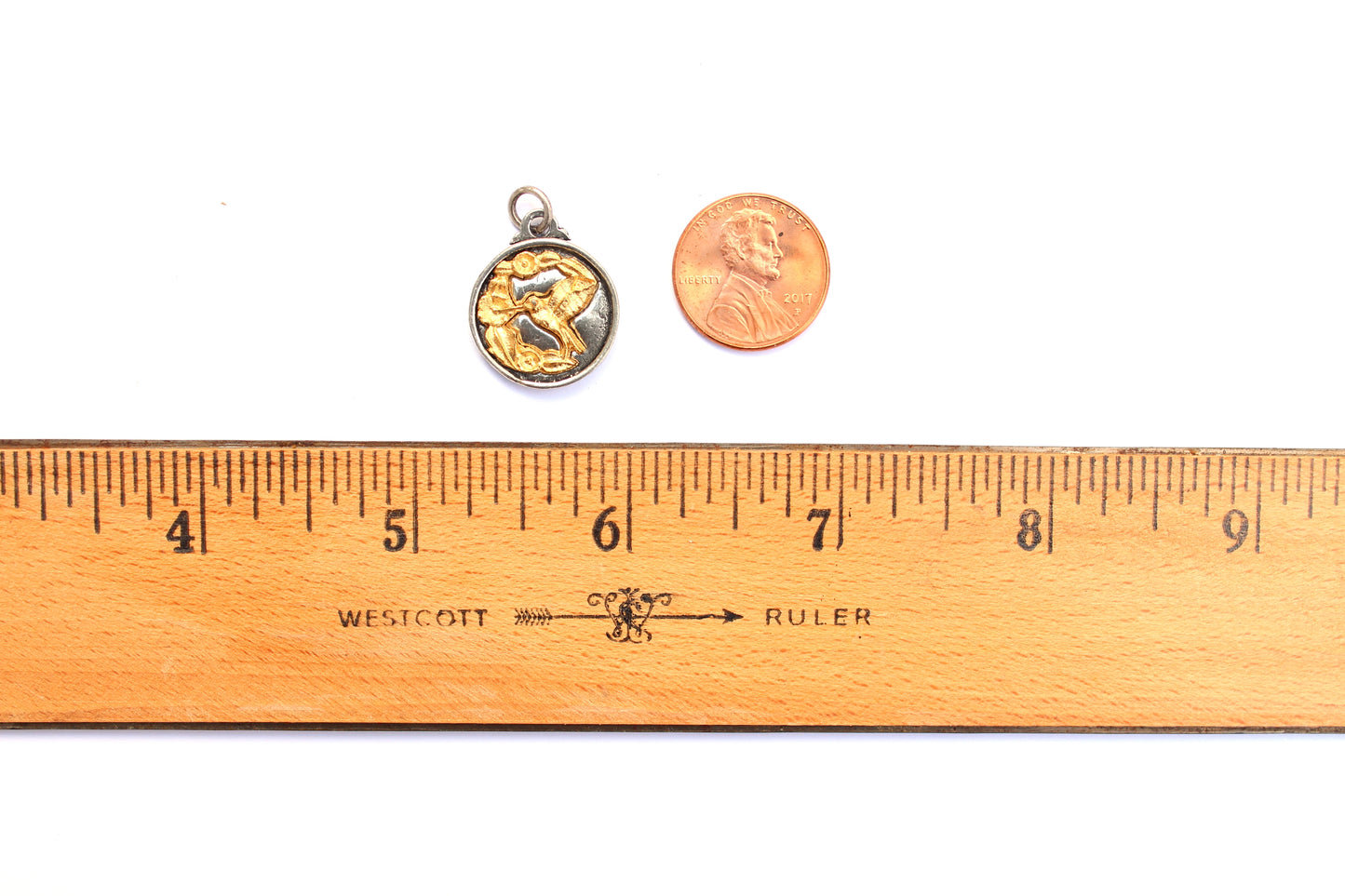 Small Hummingbird Charm in Mixed Metal Britannium