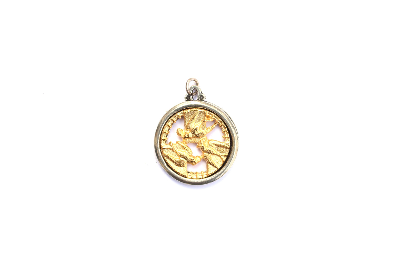 Mixed Metal Swallow Pendant - Britannium Coin Charm