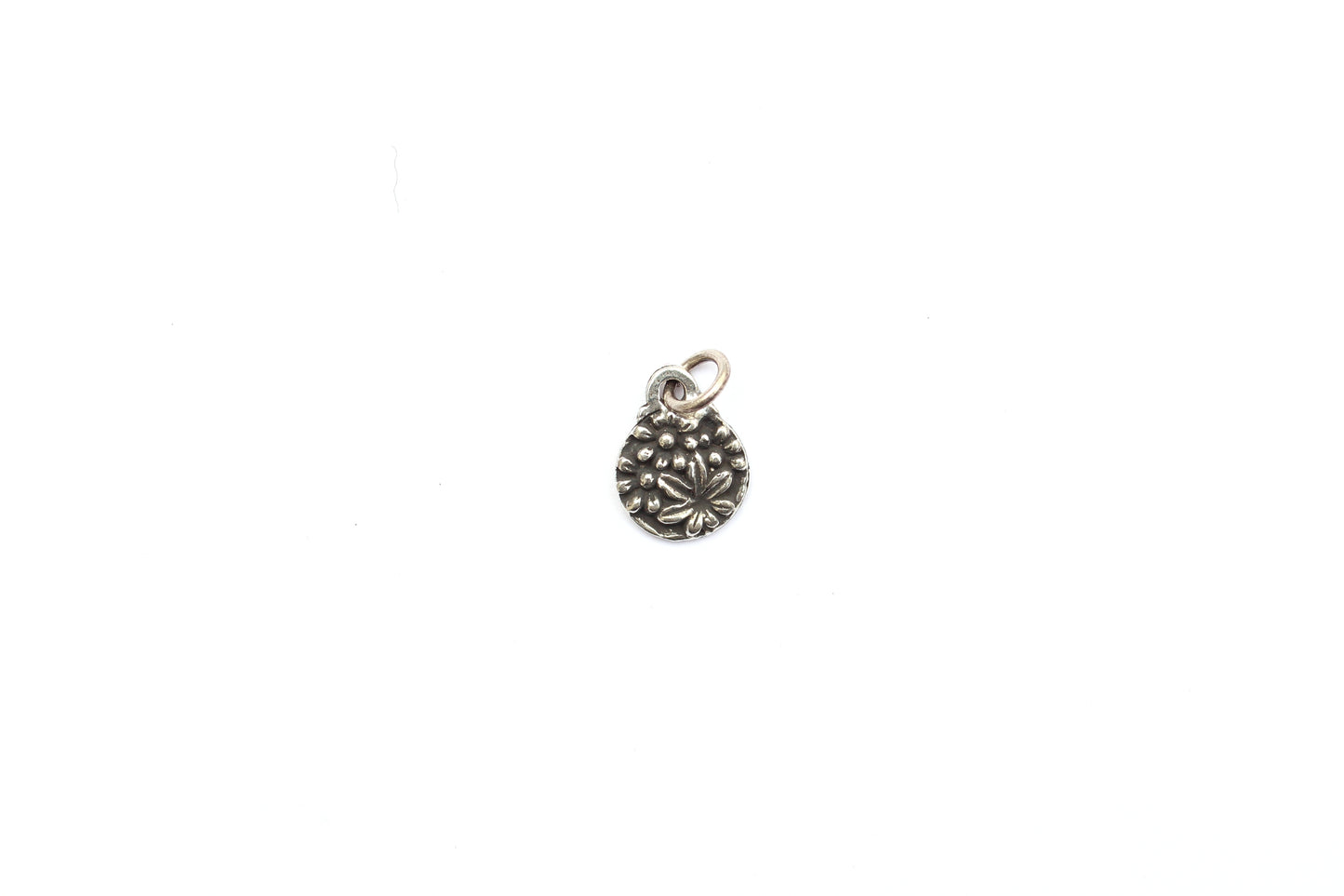 Coin Shaped Bouquet Charm In Britannium - Small – Nature's Bloom in Timeless Metal