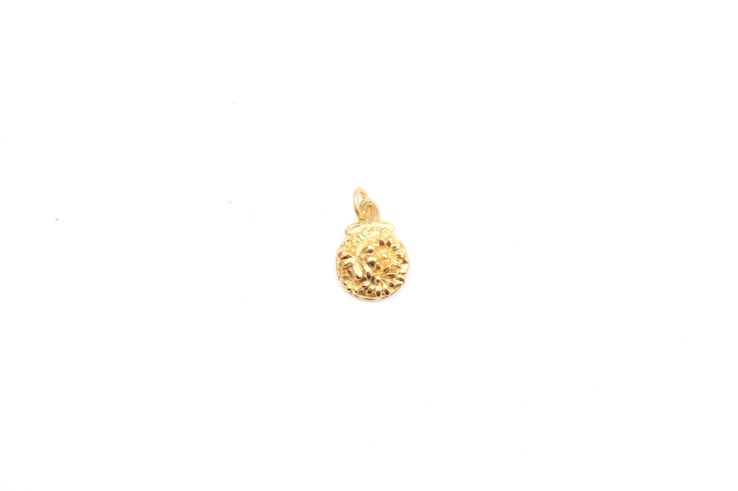 Coin Shaped Bouquet Charm In Britannium - Medium – Nature's Bloom in Timeless Metal