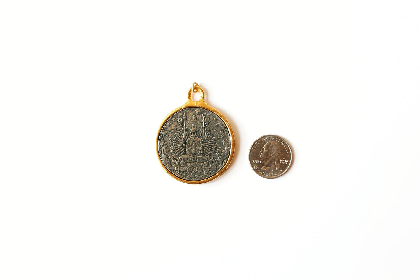 Buddha Medallion in Mixed Metal Britannium