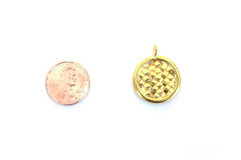 Basket Weave Coin Charm, Gold Charm, Gold Coin, Coin Pendant, Coin Jewelry, Basket Weave, Woven Charm, Woven Jewelry, Britannium, Gold