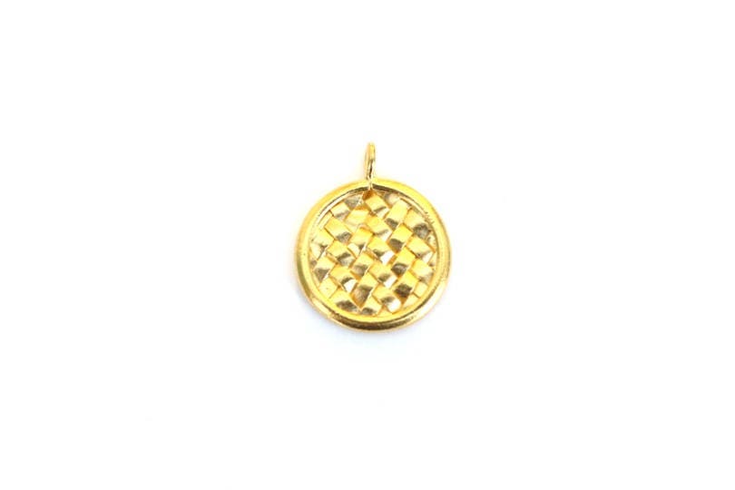 Basket Weave Coin Charm, Gold Charm, Gold Coin, Coin Pendant, Coin Jewelry, Basket Weave, Woven Charm, Woven Jewelry, Britannium, Gold
