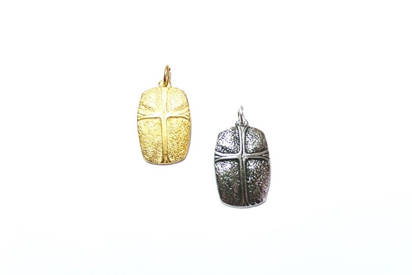 Cross Shield Charm, Christian, Pewter Charm, Britannium, Gold Cross, Gold Charm, Silver Pendant, Silver Charm, Charm Bracelet, Crucifix