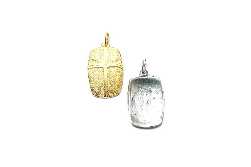 Cross Shield Charm, Christian, Pewter Charm, Britannium, Gold Cross, Gold Charm, Silver Pendant, Silver Charm, Charm Bracelet, Crucifix