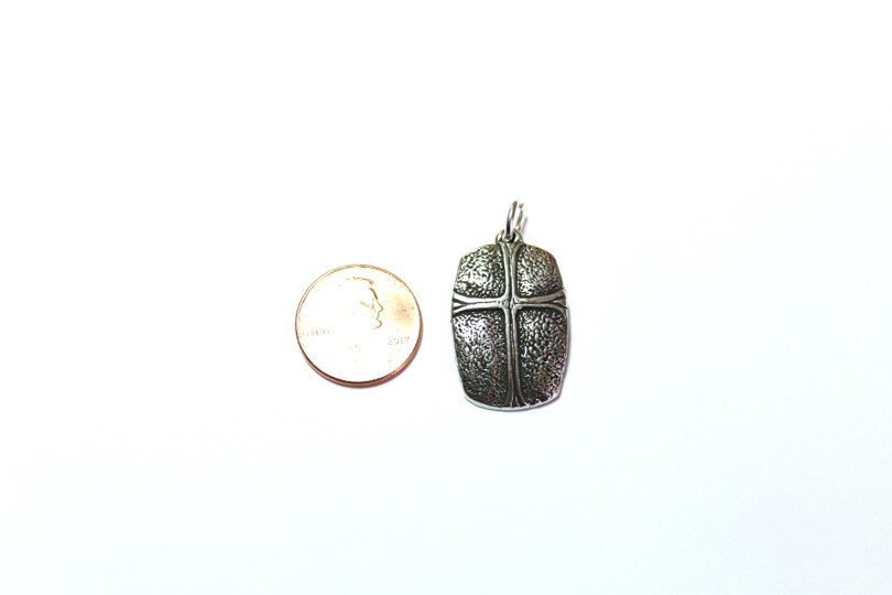 Cross Shield Charm, Christian, Pewter Charm, Britannium, Gold Cross, Gold Charm, Silver Pendant, Silver Charm, Charm Bracelet, Crucifix