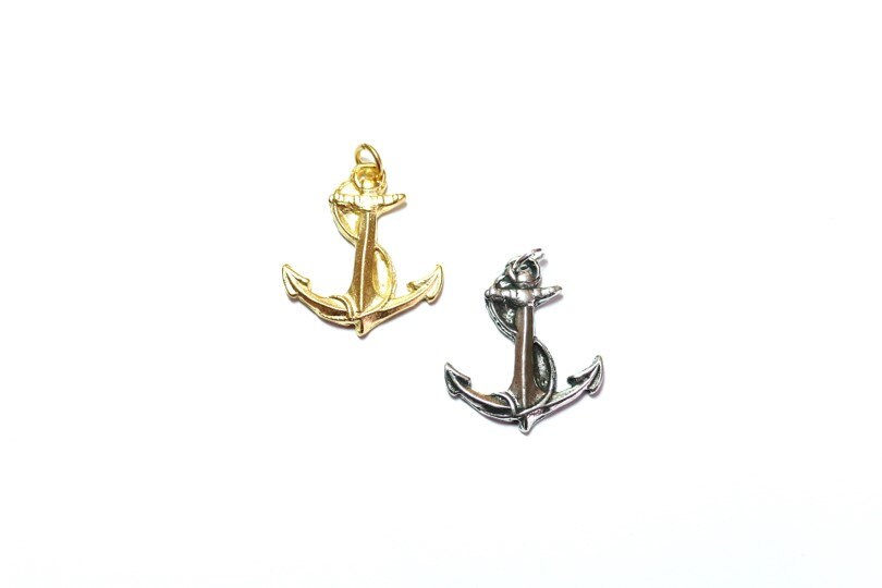 Gold Anchor Charm, Nautical Charm, Beach Jewelry, Charm Bracelet, Gold Anchor Charm, Pirate Charm, Sailing Charm, Nautical Charm, Pewter