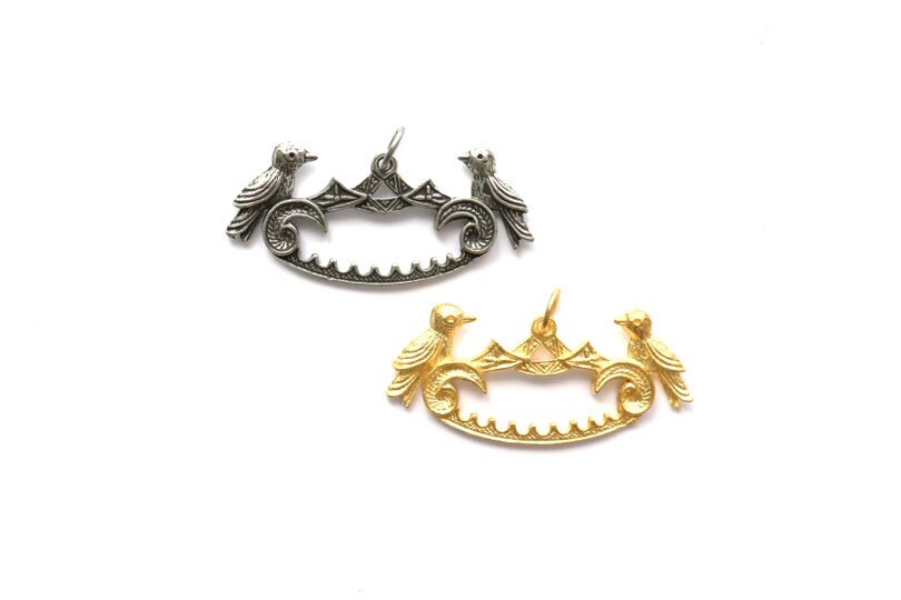 Gold Connector Component, Bird Pendant, Charm Hanger, Gold Pendant, Gold Charm, Divider Bar, Gold Multi Strand, Jewelry Component, Finding
