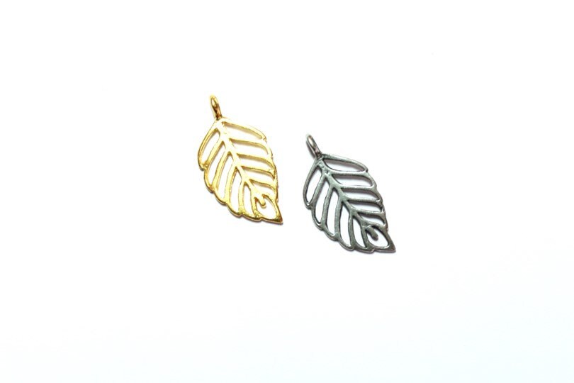 Gold Leaf Charm, Britannium Charm, Pewter Charm, Silver Leaf Charm, Nature Jewelry, Leaf Jewelry, Jewelry Making, Jewelry Supply, Fall Charm