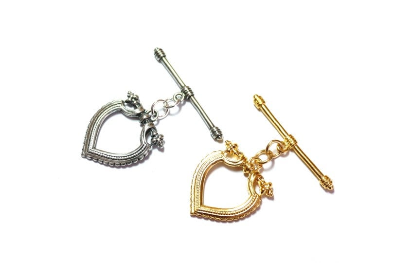 Ornate Gold Toggle, Britannium Toggle, Pewter Clasp, Pewter Toggle, Silver Clasp, Gold Clasp, Vintage Jewelry Component, Jewelry Finding
