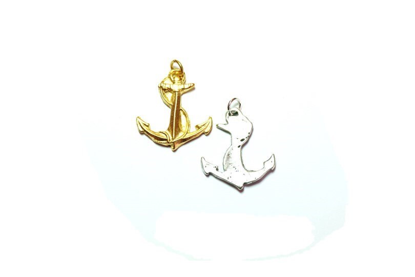 Gold Anchor Charm, Nautical Charm, Beach Jewelry, Charm Bracelet, Gold Anchor Charm, Pirate Charm, Sailing Charm, Nautical Charm, Pewter