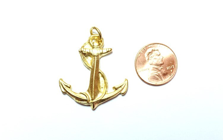Gold Anchor Charm, Nautical Charm, Beach Jewelry, Charm Bracelet, Gold Anchor Charm, Pirate Charm, Sailing Charm, Nautical Charm, Pewter