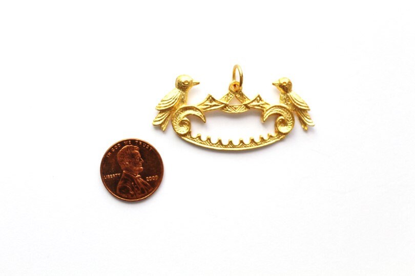 Gold Connector Component, Bird Pendant, Charm Hanger, Gold Pendant, Gold Charm, Divider Bar, Gold Multi Strand, Jewelry Component, Finding