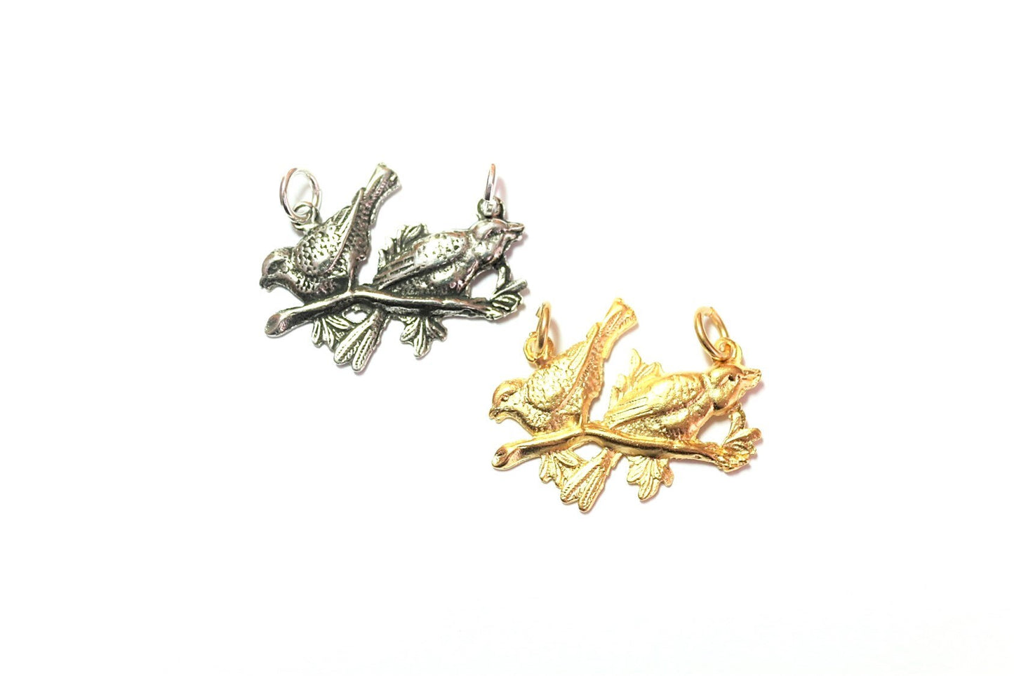 Bird Charm, Bird Pendant, Charm Hanger, Silver Hanger, Gold Pendant, Gold Charm, Charm Bracelet, Britannium, Nature Charm, Sparrow