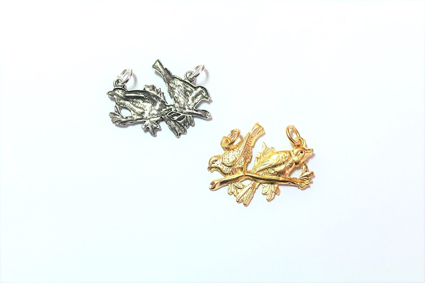 Bird Charm, Bird Pendant, Charm Hanger, Silver Hanger, Gold Pendant, Gold Charm, Charm Bracelet, Britannium, Nature Charm, Sparrow