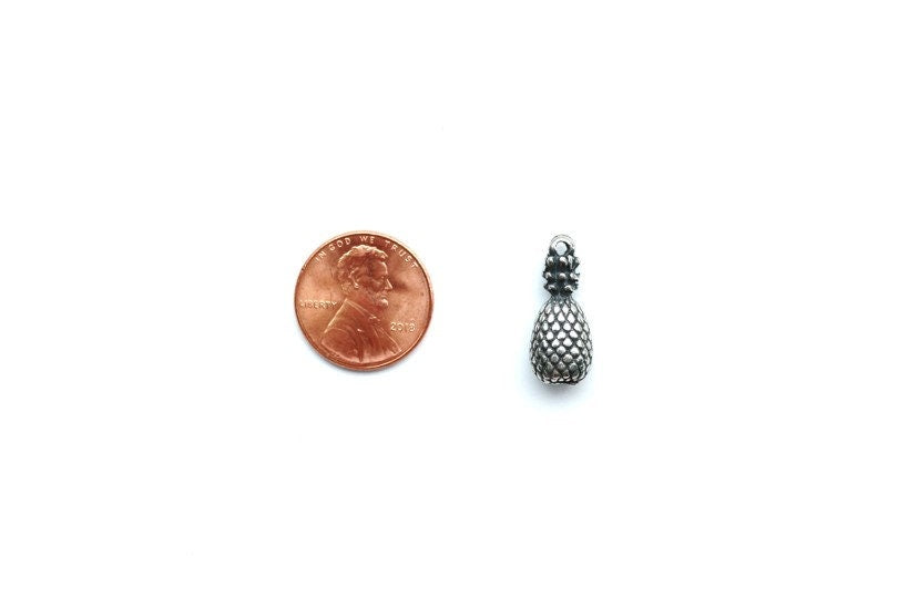 Pineapple Charm, Gold Pineapple, Silver Pineapple, 3D Charm, 3D Pineapple, Tropical Charm, Charm Bracelet, Britannium Charm, Pewter Charm