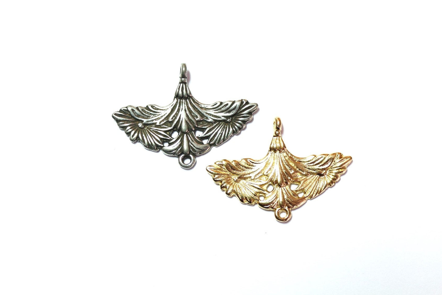 Floral Connector, Necklace Connector, Flower Connector, Jewelry Making, Flower Charm, Gold Hanger, Earring Component, Finding