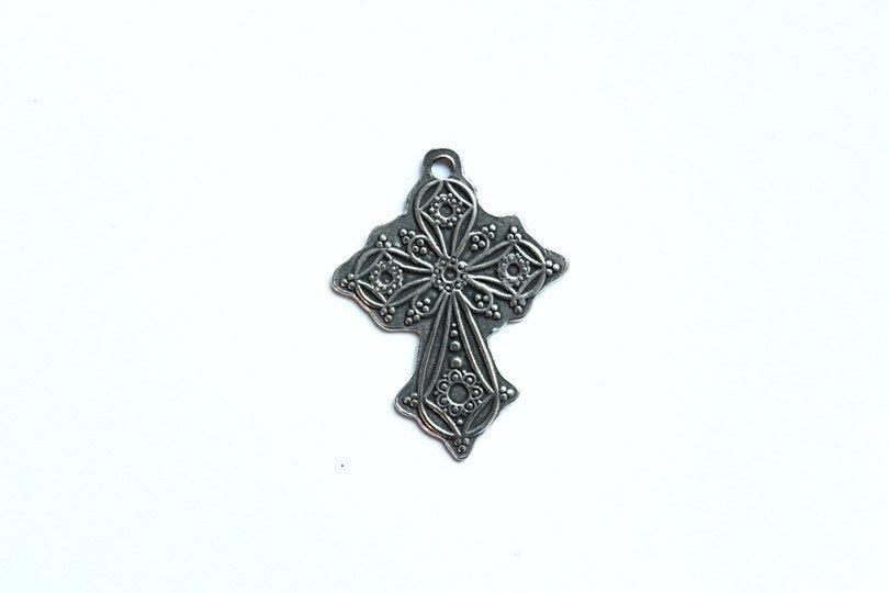 Gold Ornate Cross Charm, Britannium Charm, Gold Cross, Gold Charm, Silver Pendant, Silver Charm, Ornate Cross, Crucifix, Religious Charm