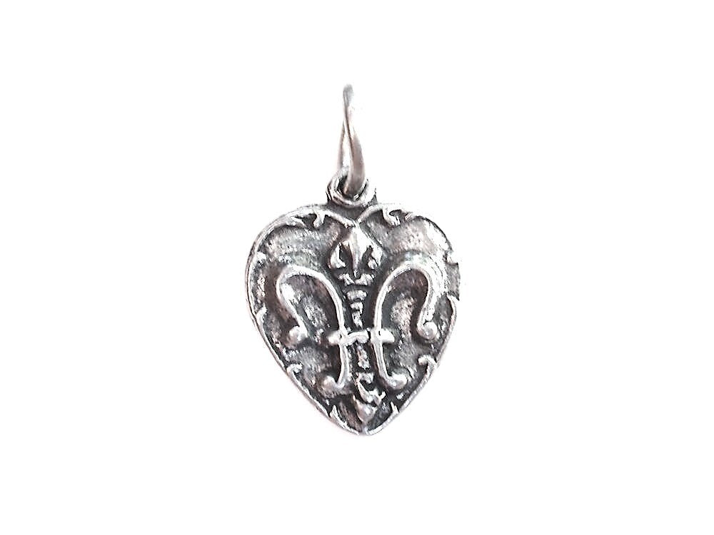 Heart Fleur de Lis Charm, Fleur de Lis, Heart Charm, Gold Charm, French Charm, Heart Jewelry, Parisian Charm, Fleur de Lis Charm, Bracelet