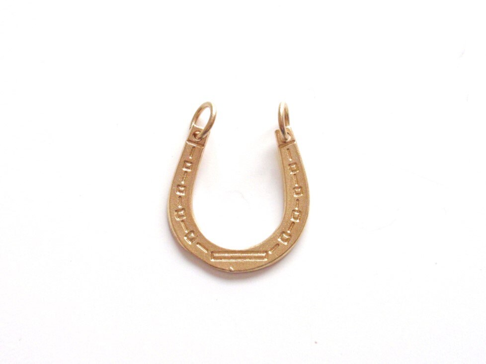 Gold Horseshoe Charm, Equestrian Charm, Lucky Charm, Gold Charm, Gold Connector, Horseshoe Necklace, Horseback Riding, Riding Jewelry, Horse