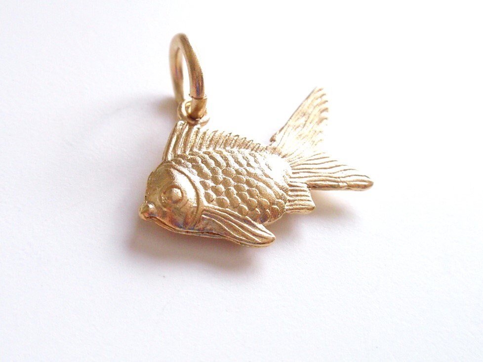 Gold Goldfish Charm, Fish Charm, Nautical Charm, Gold Charm, Beach Charm, Koi Fish Charm, Fish Jewelry, Swimming Charm, Pewter Finding
