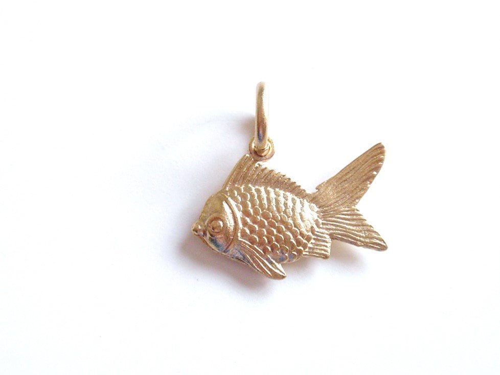 Gold Goldfish Charm, Fish Charm, Nautical Charm, Gold Charm, Beach Charm, Koi Fish Charm, Fish Jewelry, Swimming Charm, Pewter Finding