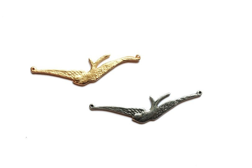 Gold Bird Connector Component, Gold Swallow Charm, Bird Pendant, Gold Pendant, Gold Charm, Jewelry Component, Jewelry Connector, Finding