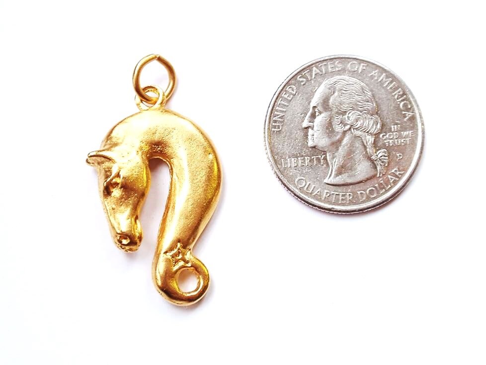 Gold Horse Head Charm, Pewter Charm, Horse Charm, Horse Necklace, Horse Jewelry, Jewelry Finding