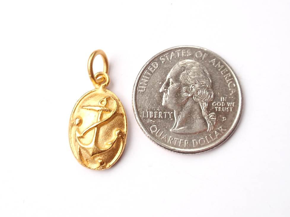 Gold Anchor Shield Charm, Anchor Jewelry, Anchor Charm, Gold Charm, Charm Bracelet, Nautical Jewelry, Nautical Charm, Boat Charm, Ocean