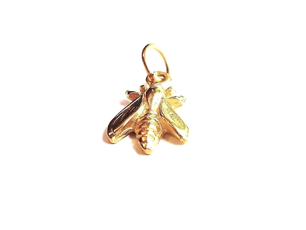Gold Bee Charm, Bumblebee Charm, Queen Bee Charm, Gold Charm, Honeybee, Bee Jewelry, Bee Necklace, Pewter Charm, Jewelry Finding, Nature
