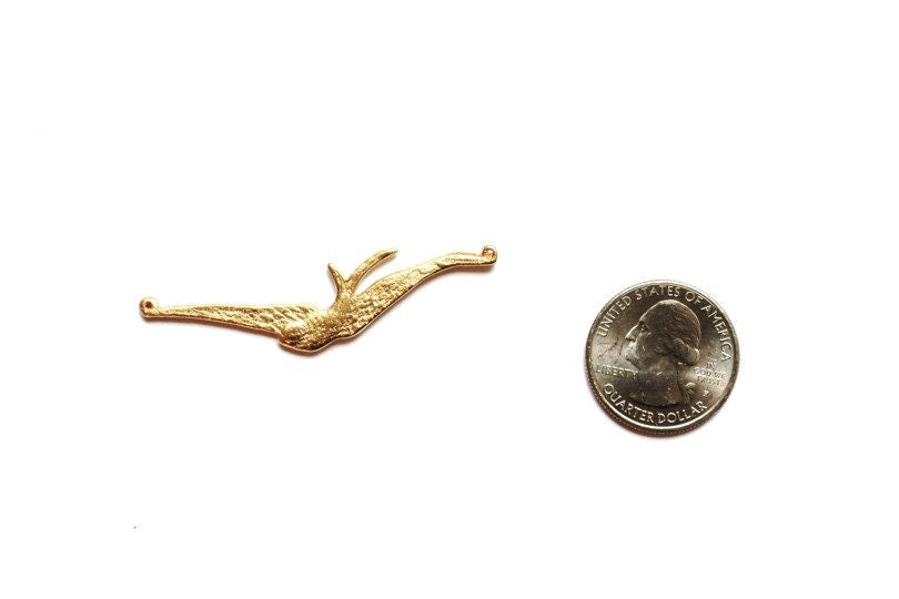 Gold Bird Connector Component, Gold Swallow Charm, Bird Pendant, Gold Pendant, Gold Charm, Jewelry Component, Jewelry Connector, Finding