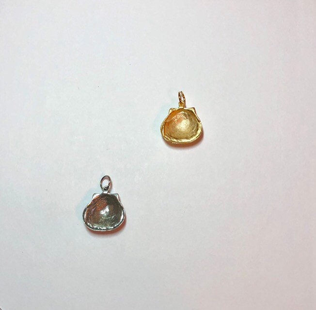 Nautical Charm, Seashell Necklace, Gold Charm, Shell Charm, Gold Pendant, Beach Jewelry, Scallop Shell, Silver Charm
