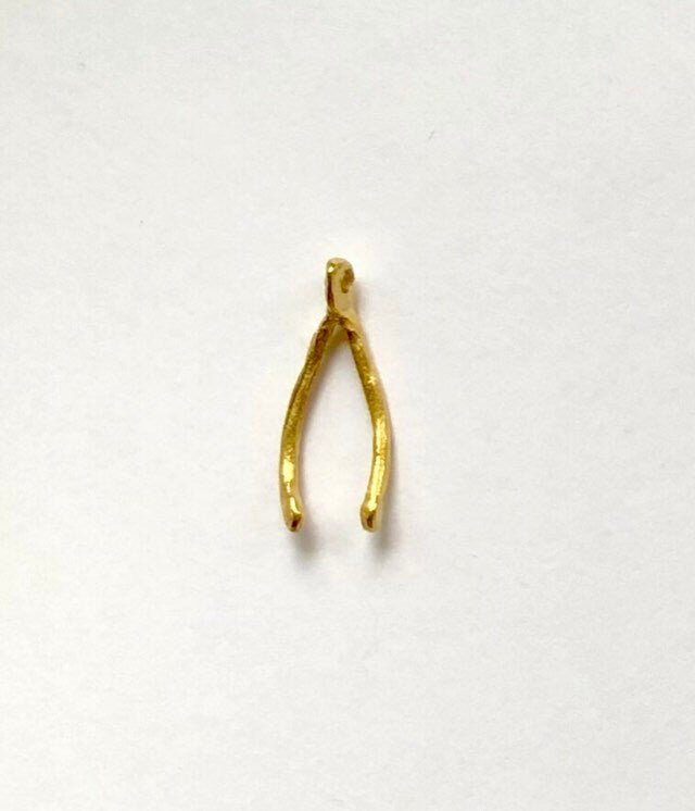 Wishbone Charm, Gold Charm, Jewelry Finding, Jewelry Component, Wish Charm, Charm Bracelet, Gold Pendant