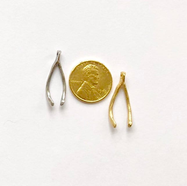 Wishbone Charm, Gold Charm, Jewelry Finding, Jewelry Component, Wish Charm, Charm Bracelet, Gold Pendant