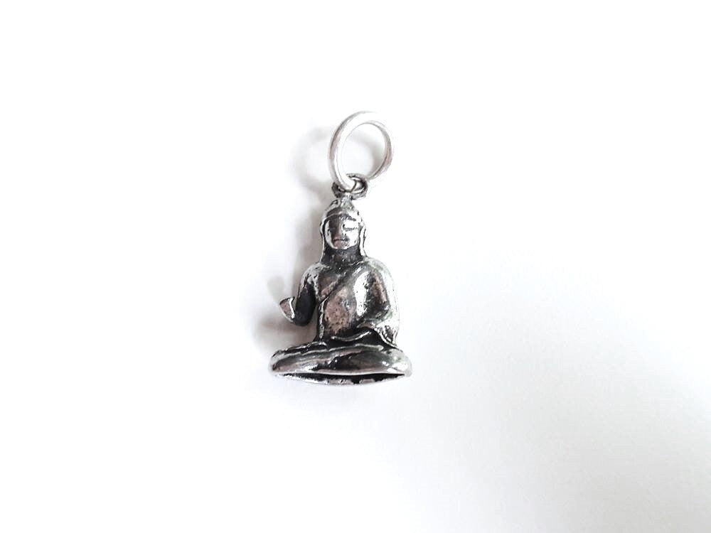 Gold Buddha Charm, Buddha Charm, Buddhist Jewelry, Buddha Pendant, Pewter Charm, Buddha Necklace, Buddhism, Silver Charm, Yoga Jewelry, Yoga