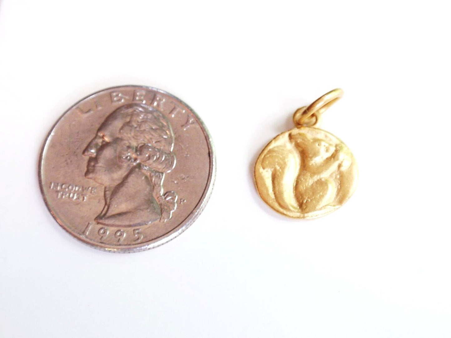 Gold Squirrel Coin Charm, Gold Charm, Coin Jewelry, Squirrel Jewelry, Squirrel Necklace, Pewter Charm, Britannium Charm, Charm Bracelet