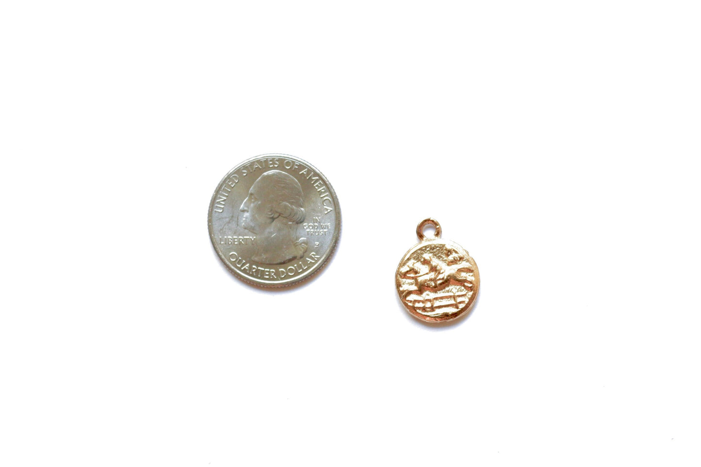 Gold Horse Coin Charm, Equestrian Jewelry, Equestrian Charm, Horse Pendant, Charm Bracelet, Jumping Horse, Horseback Riding, Jewelry Supply