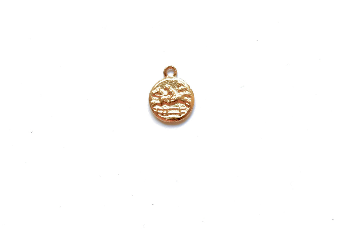 Gold Horse Coin Charm, Equestrian Jewelry, Equestrian Charm, Horse Pendant, Charm Bracelet, Jumping Horse, Horseback Riding, Jewelry Supply