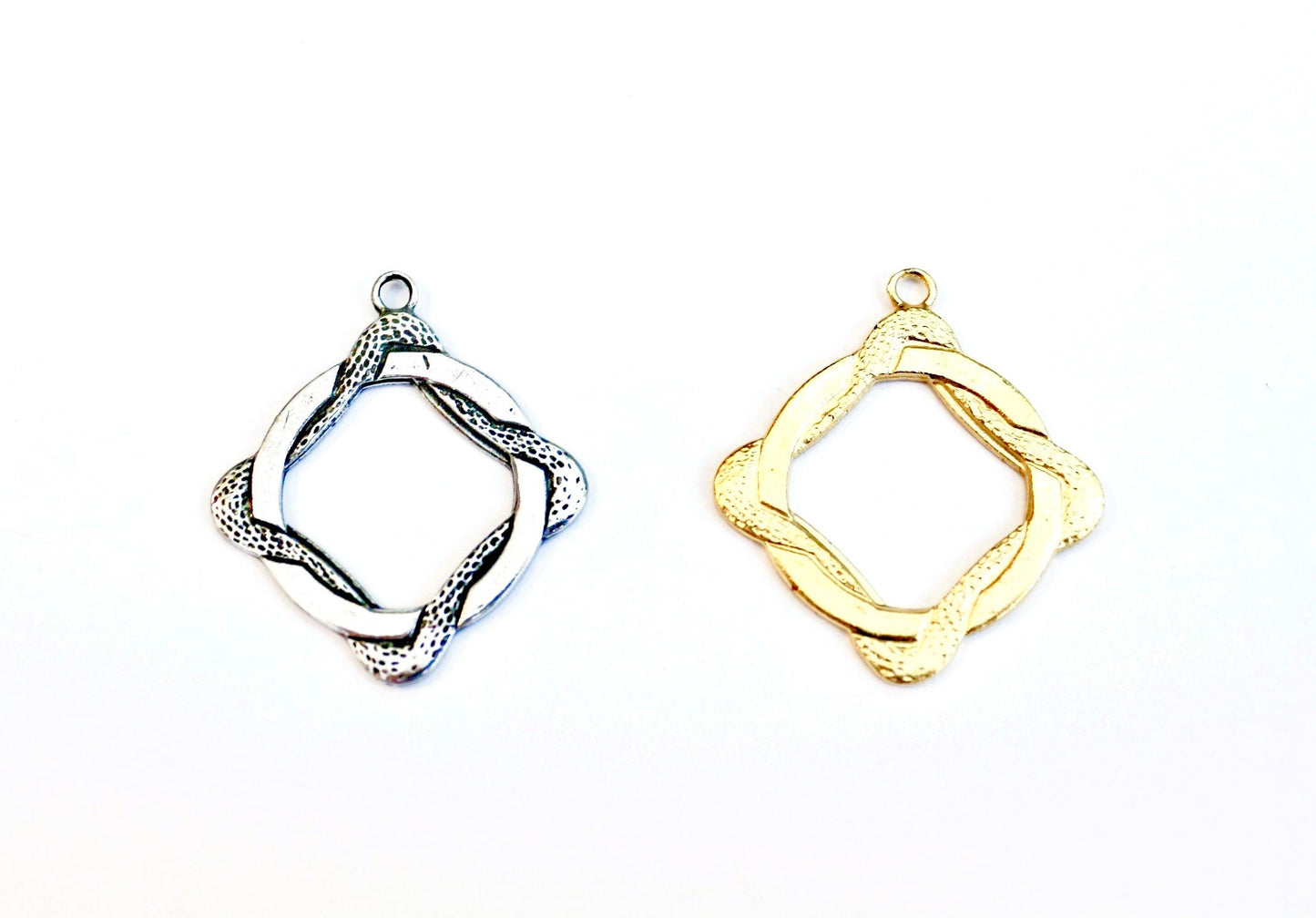 Gold Square Hoop Component, Braided Hoop, Square Hoop, Gold Hoop, Earring Component, Jewelry Making Supply, Jewelry Finding, Pewter Hoop