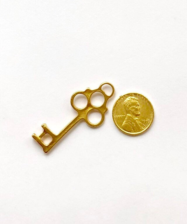 Gold Key Charm, Skeleton Key, Key Pendant, Britannium, Pewter Charm, Gold Key Pendant, Key Necklace, Key Earrings, Steampunk, Antique Key